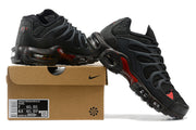 Black and red Nike Air Max Terrascape Plus sneakers displayed on a shoebox; the box label shows sample size UK 7, US 8.5, EU 41, and CM 26.