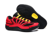 Red and black Nike KD18 sneaker pair with yellow laces and a yellow outsole insert; caption lists sizes 40-46 and style code HN1992-600.