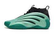 Side profile of a green and black Adidas Harden Vol. 9 sneaker.