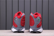 Rear view of the pair showing red and gray heel details.