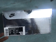 Nike sneaker box label showing Dunk Low LTHR / OW, color information, style code CT0856-100, and sample sizes.