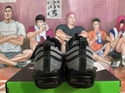 Rear view of the sneakers showing black heel pull tabs with “DUCKS OF A FEATHER” text and transparent sole sections.