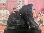 Angled view showing the textured side panels, layered midsoles, heel structure, and outsole tread.