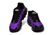 Front view of purple and black Nike Air Max DN8 sneakers.