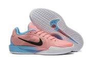 Pink and blue Nike Sabrina 2 basketball shoes with black detailing