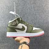 Jordan Air Jordan 1 Mid Olive White Pink Sneakers