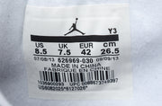 Size label showing US 8.5, UK 7.5, EUR 42 and CM 26.5, with style code 626969-030.