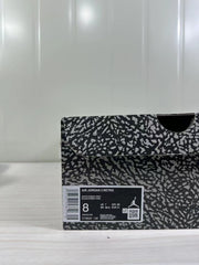 Shoebox label reading AIR JORDAN 3 RETRO, WHITE/CEMENT GREY, style CT8532 106, with a photographed EU 41 sample size.