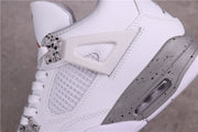 Close-up of the side panel, molded support structure, mesh insert, and speckled gray midsole.