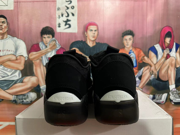Rear view of black Jordan Luka 2 basketball shoes with white heel accents