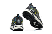 Rear and outsole views showing the heel details and textured black tread.