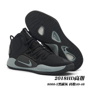 Black Nike Hyperdunk high-top shoe with gray accents and dark outsole, shown beside the outsole; image text gives style code 8066-5 and size range 40-46.