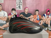 Side profile showing the black upper and red mesh accents.