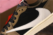 Close-up of the white side Swoosh with visible stitching on the black panel.