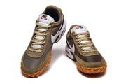 Front view of the brown and olive Nike Air Max Waffle SP lace-up sneakers