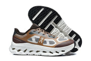 On Cloudtilt Remix sneakers showing the brown and gray upper and outsole