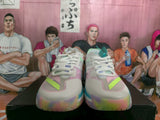 Adidas White and Blue Basketball Sneakers with Multicolor Accents