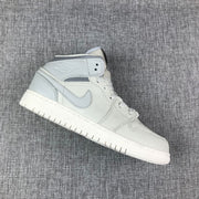 Single high-top sneaker shown in side profile with grey collar trim and light outsole.