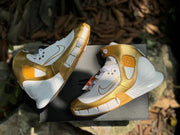Pair of high-top sneakers displayed from above and at an angle