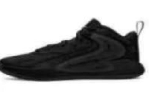Side view of a black 911-8 sneaker with dark side detailing and a heel pull tab.