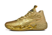 Side profile of a gold high-top sneaker showing the Puma side branding and sculpted sole.