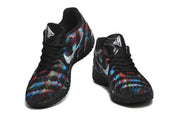 Pair of multicolor Nike basketball shoes viewed from the front