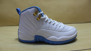 Single side profile showing the high-top silhouette and blue outsole.