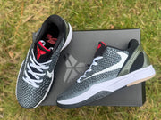 Angled overhead view of Nike Kobe 6 shoes and shoebox