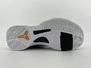 Full outsole view with patterned tread and gold-toned Kobe logo