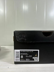 Black shoe box label showing Air Jordan Legacy 312 Low, Summit White/Blue-Red, style code HM3709 141, and sample size US 8, UK 7, CM 26, EU 41.