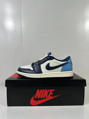 Opposite side profile highlighting the blue heel section and dark overlays.