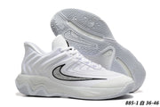 All-white basketball sneakers with black detailing, style code FQ3680-100.