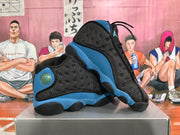 Angled view of the pair showing the royal blue and black color blocking, padded collars, and textured side panels.