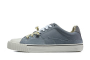 Side view showing the panel details and light-colored sole