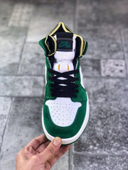 Top-down view of the sneaker showing the perforated toe box, laces, and padded collar.