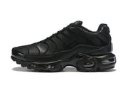 Black Nike Air Max Plus-style sneaker shown from the side.
