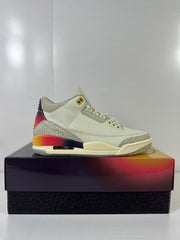 Profile view of one cream sneaker with elephant-print overlays and multicolor heel accents.
