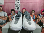 Front view of white and grey Nike GT Cut 3 basketball shoes