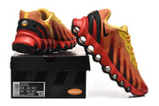 Nike Air Max DN8 sneakers displayed with a box label showing a size 8.5 sample.