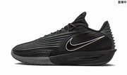 All-black Nike GT 3.5 basketball shoe with a contrasting outlined Swoosh.