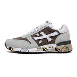 Premiata Brown and Gray Low-Top Sneakers