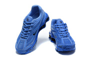 Pair of blue Nike Shox Ride 2 sneakers shown from the front.