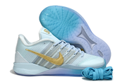 Side view of an icy blue Nike Sabrina 3 shoe with patterned outsole