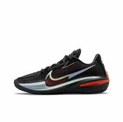Black GT Cut 1 sneaker with pale green and red accents, reflective-looking Swoosh details and a black outsole.