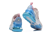 Rear and outsole views of Nike Air Max 270 Premium sneakers with blue heel units