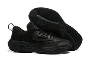 All-black basketball shoe with mesh panels