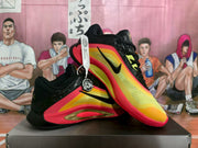 Angled view showing the colorful side panels, black laces, and visible Nike branding.