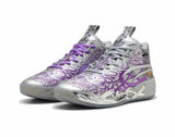 Grey and Purple High-Top Basketball Sneakers