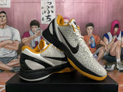 Angled view of the pair highlighting the textured upper, black Swoosh, gold collar lining, and Zoom lettering on the midsole.
