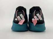 Rear view of the pair with Adidas heel marks and pink tags